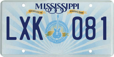 MS license plate LXK081
