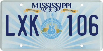 MS license plate LXK106