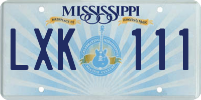 MS license plate LXK111
