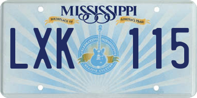 MS license plate LXK115