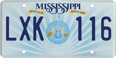 MS license plate LXK116