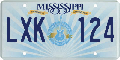 MS license plate LXK124