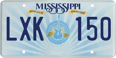 MS license plate LXK150