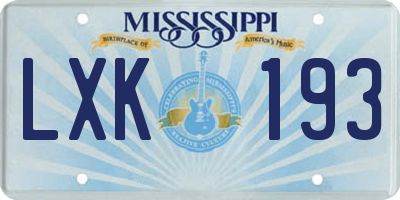 MS license plate LXK193
