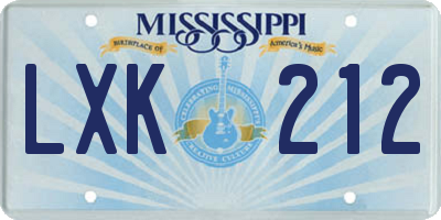 MS license plate LXK212