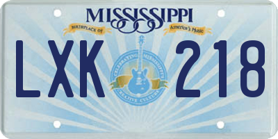 MS license plate LXK218