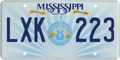 MS license plate LXK223