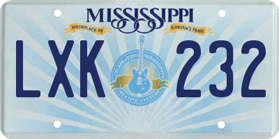 MS license plate LXK232