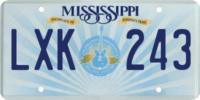 MS license plate LXK243