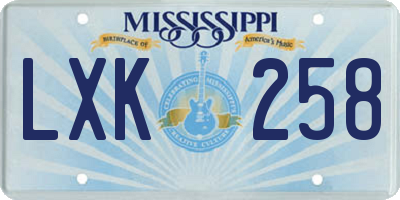 MS license plate LXK258
