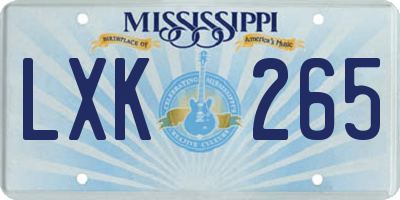 MS license plate LXK265