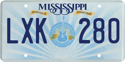 MS license plate LXK280