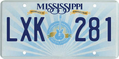 MS license plate LXK281