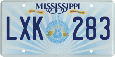 MS license plate LXK283