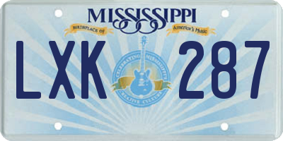 MS license plate LXK287