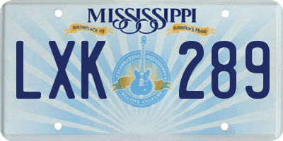 MS license plate LXK289