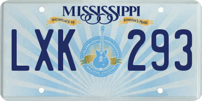 MS license plate LXK293