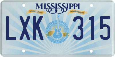 MS license plate LXK315