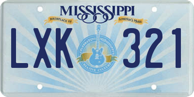 MS license plate LXK321