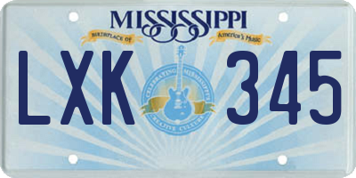 MS license plate LXK345