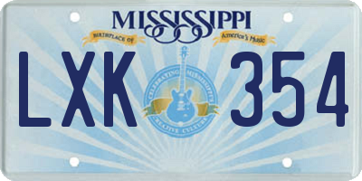 MS license plate LXK354