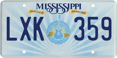MS license plate LXK359