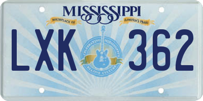 MS license plate LXK362