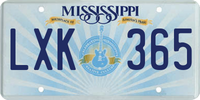 MS license plate LXK365