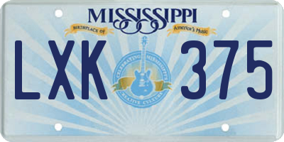MS license plate LXK375