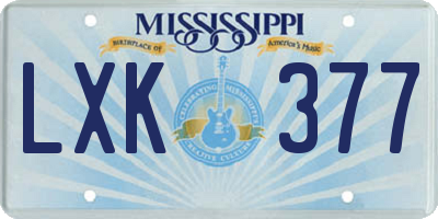 MS license plate LXK377