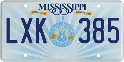 MS license plate LXK385