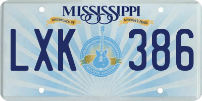 MS license plate LXK386