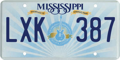 MS license plate LXK387
