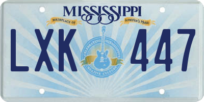 MS license plate LXK447
