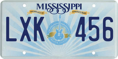 MS license plate LXK456