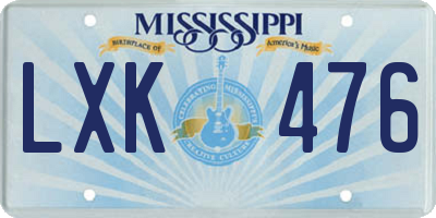 MS license plate LXK476