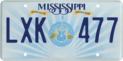 MS license plate LXK477