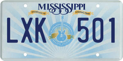 MS license plate LXK501