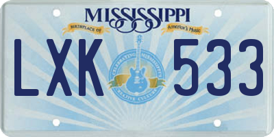 MS license plate LXK533