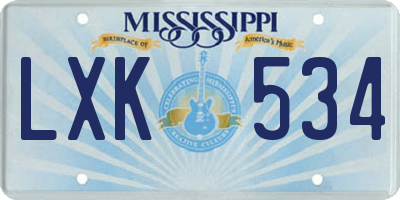 MS license plate LXK534