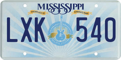 MS license plate LXK540