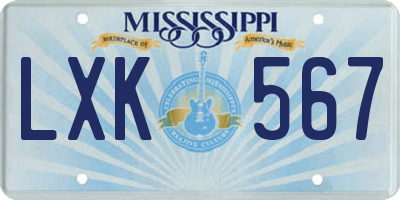 MS license plate LXK567