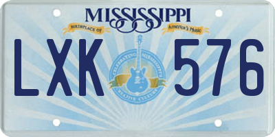 MS license plate LXK576