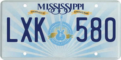 MS license plate LXK580