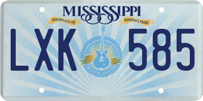 MS license plate LXK585
