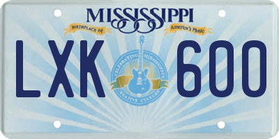 MS license plate LXK600