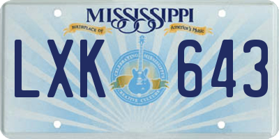 MS license plate LXK643