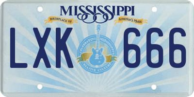 MS license plate LXK666