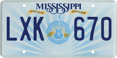 MS license plate LXK670