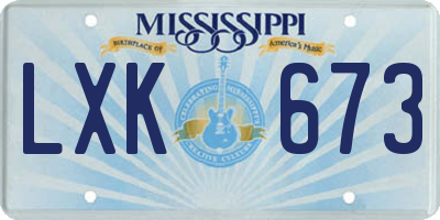 MS license plate LXK673